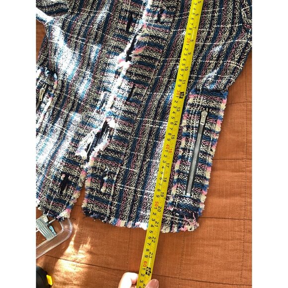 IRO Frannie Blue Tweed Open Front Jacket Size 36 ( Small) S Multicolor - Picture 9 of 9